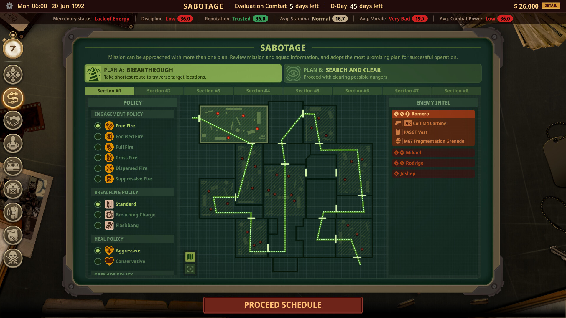 Tactical combat screen